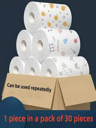 30/100/200 件多用途厨房纸巾卷 - 可水洗、可重复使用、无油、不粘，适用于厨房、浴室、卧室 - 多功能家用清洁布、厨房纸巾