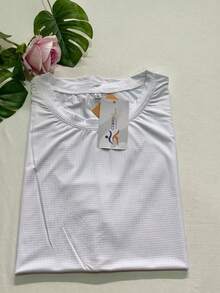 Polyamide T-Shirt, Cold Touch, Round Neck, Very Stretchy, Dry Fit, Fitness, Sports Blouse - 白色 - 查看 2