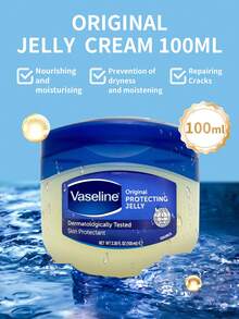 Vaseline 1瓶100毫升经典多用途凡士林原味润肤膏，100%纯天然三重精炼无香精低敏配方，适合全家敏感肌肤使用