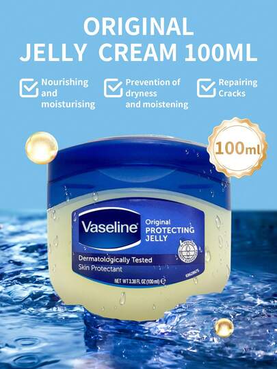 Vaseline 1 flaska 100 ml klassisk multifunktionell läkande vaselin original vaselin, 100 % ren trippelraffinerad parfymfri hypoallergen gelé, lämplig för känslig hud och hela familjen
