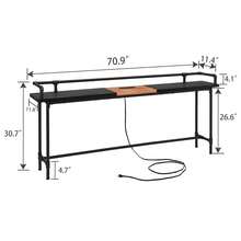 VECELO Narrow Console Table With Power Outlets -Hybrid Entryway Table Sofa Table With USB Charging Station,  220lb Weight Capacity - 美規B型插(110-127V) - 查看 9