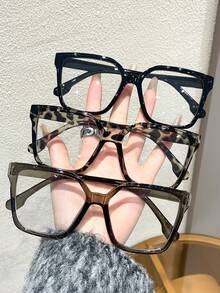 1-4 Pairs Women's Multi-Color Plastic Square Casual Classic Portable Transparent Glasses Set, Suitable For Back To School, Daily Life, Office, Reading, Fits Various Face Shapes, Can Be Used As Decoration - Clear - View 5