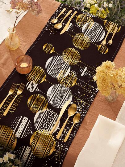 1개 크리스마스 패턴 린넨 테이블 러너, 휴일, 파티, 생일, 저녁 식사, 주방 및 식탁 장식, 신발 캐비닛 커버, 모든 시즌 홈 & 장식에 적합