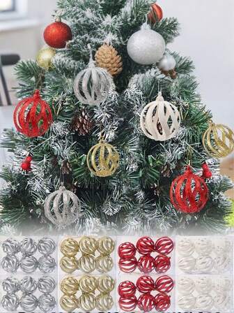 6个圣诞球。将这些空心球挂在圣诞树上。直径2.36英寸，饰以闪亮的塑料粉末，适用于圣诞婚礼派对、节日装饰、场景装饰、节日配饰和圣诞派对用品。家居装饰、圣诞装饰、房间装饰、冬季装饰。