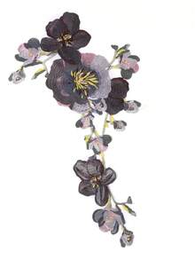 1pc Black Embroidered Water-Soluble Lace Fabric Patch, Traditional Chinese Peony Flower Fabric Applique - Black - View 4