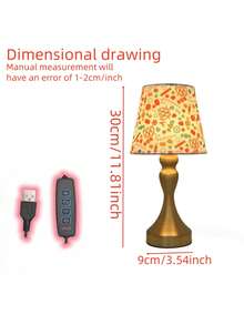 Vintage Floral Fabric Lamp With Energy-Saving LED, USB Powered - Metal Base, Warm Glow Suitable For Bedroom, Study Or Living Room Decor, Study Lighting | Vintage Style Lamp | Fabric Lampshade, Bedroom Desk Lamp