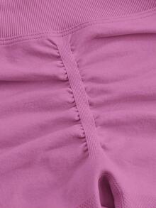 Anivas deportiva Mallas liso de entrenamiento de unicolor, sin costuras, - Rosa - Ver 4