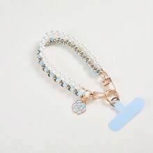 1pc Luxury Retro Fragrance Pearl Chain Phone Lanyard + Clip Wrist Phone Chain Pendant, Fits Universal Phone Cases & Keychains