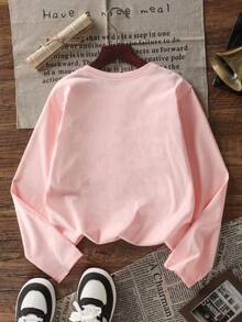 三件套少女印花长袖T恤套装，适合秋冬季叠穿，年轻学生服装，可作外衣或内搭。