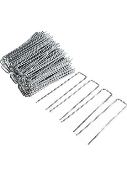 Verzinkter U-förmiger Garten-Set 15*4cm Landschafts-Stud Stud Feste Barriere Stoff Landschafts Bodenbelag Rasen, U-förmiger Nagel Garten Anti-Gras Tuch Feste Plastikfolie Eingelegt in verzinktem Stahl U-förmigen Nagel Rasen Nagel, geeignet für Barriere Stoff