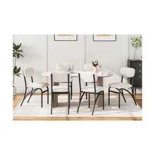 Juego de 2/4 Sillas de Comedor con Estilo Granja Moderna - Sillas Tapizadas en Tela Bouclé con Patas Metálicas Negras, Diseño Mid Century para Cocina o Comedor - Beige - juego de 4 - Ver 7