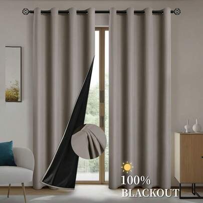 Cortinas blackout de 1/2 peças com forro térmico, adequadas para sala de estar, quarto, cozinha, banheiro, decoração de casa e quarto
