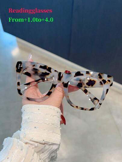 1 Pair Vintage Women's Reading Glasses, Leopard Print Frame, Comfortable Spring Hinges, PC High-Definition Lenses, Computer Reading Glasses +1.0 To +4.0, Full Frame Design Unisex, Suitable For Reading, Office, Daily Wear