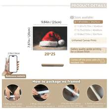 1pc, Canvas Wall Art, Christmas Frame Wall Decoration, Vintage Classic Santa Hat Art, Rustic Christmas Decor, Winter Retro Poster, Santa Claus Oil Painting, Winter Decor Poster, Minimalist Wall Decor, Modern Art, Contemporary Home Decor