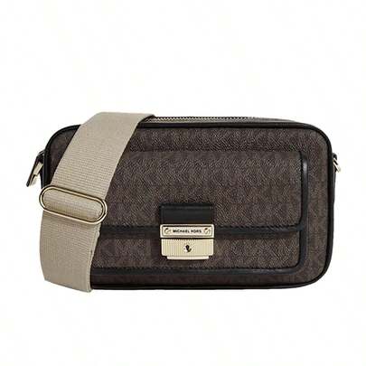 Michael Kors Bolso bandolera de cámara con estampado floral y correa ancha de la serie BRADSHAW para mujer, tamaño mediano 32F1G2BC2B