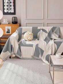 JIAJIAKU 1pc New Anti-Cat Scratch Sofa Cover Slipcover, Luxurious Feeling, Suitable For All Seasons, Sofa Blanket With Circle Decor - Grey - View 11