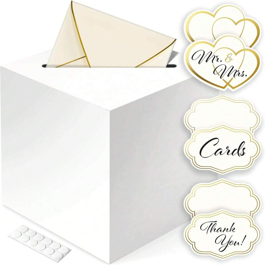 EstiloARTESORI Caja RúStica Para Tarjetas De Boda Con Pegatinas Para Tarjetas Y Ranura Para Caja Grande, Caja De Regalo Para Tarjetas De Boda En RecepcióN, CumpleañOs, Baby Shower, Fiesta De GraduacióN,VersióN Mejorada - 1 - Ver 1