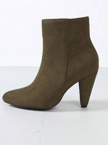 Timesize 卡其色女士短靴，时尚短靴，高跟靴，冬靴 - 卡其色 - 查看 8