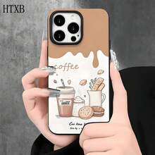 Fundas y carcasas protectoras con diseño de pan y café, con orificios grandes, compatibles con phone 16 Pro Max, 16, 15 Pro, 14, 14 Plus/14 Pro Max, 13, 13 Pro, 12 Pro, 11/11 Pro. Regalos para cumpleaños y festividades - Negro - Ver 3