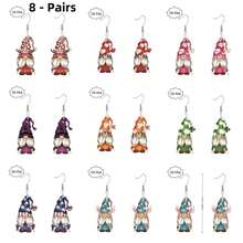 8pairs Cute Easter Gnome Dangle Earrings, Funny Gnome Pendant Earrings For Women Holiday - Multicolor - View 15