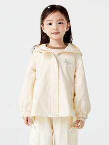 Balabala 女童连帽夹克秋季软壳甜美褶皱休闲上衣 - 乳白 - 查看 2