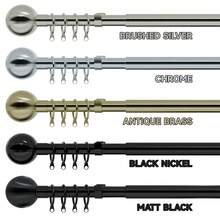 Curtain Pole Extendable Metal Chrome 28mm With Finials Rings Hooks Rod Fittings