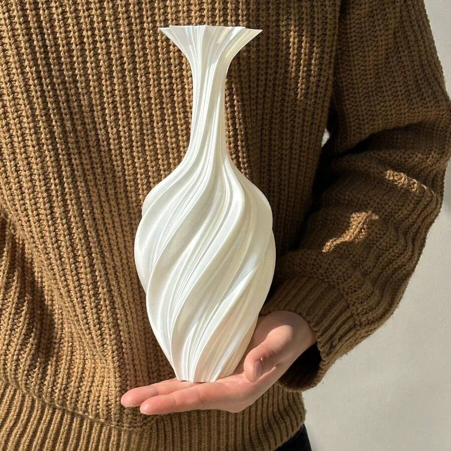 1 set Vase à fleurs sèches texturé soie imprimé en 3D - Style nordique minimaliste Ins, design abstrait rétro torsadé, vase de luxe léger imprimé en 3D pour les compositions de fleurs sèches, décorations pour la maison, accents de table pour le salon/la chambre/l'entrée, décoration de mobilier nordique simple, vase d'art abstrait pour la décoration florale et l'aménagement intérieur minimaliste, idéal pour le style Ins, la décoration de la maison et les idées de cadeaux créatifs