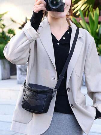 Black Digital Shoulder Camera Bag Micro Single Digital Camera Pack Photography Pack Waterproof Shoulder Telephoto Camera Pack(New Products May Have Odor, Please Dry Them In A Ventilated Environment Before Use) Travel Essentials Charger Case Digital Camera Accessories Cable Organizer Electronic Organizer Storage Bag Portable For Travel For Tech For Women For Men