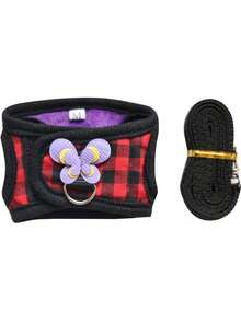 1 Set Adjustable Harness And Leash With Bow Tie - Suitable For Rabbits, Ferrets, Lizards, Guinea Pigs, Hamsters And Other Small Animals