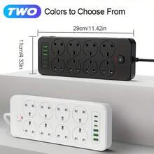 The New Multi-Functional Power Board/Power Socket/Strip Plug For 2025 Comes With 8 Sockets, Matched With (3 USB-A) (3 TYPE-C), 2m/6ft Extendable Power Extension Cable, Overload Protection, And 2 Color Sockets To Choose From, Suitable For Home And Office Use. - UK Plug(220-240V) - View 2