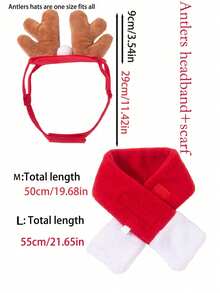 Christmas Pet Costume Set |Santa - Style Pet Outfit Set Cat Dog Hat| Antler Headband, Scarf & Cape Out Fit Halloween Halloween Costumes