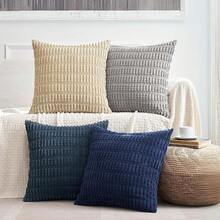 2 Packs Throw Pillow Covers Corduroy,Decorative Lumbar Pillow Covers, JOMWEN Soft Boho Striped Cushion Covers Couch Bed Sofa Livingroom (Rust, 45 X 45)