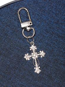 1 pieza Llavero con forma de luna de rhinestone, accesorio de metal de aleación brillante y romántico personalizado, adecuado para teléfono, tableta, auriculares, Kindle, decoración