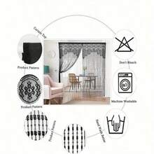 39*79in/100*200cm Macrame Lace Door String Curtain For Doorways, Room Divider Doorway Hippie Window Panel Room Divider Wall Closet Curtains For Bedroom Closet Door Drapes Decorations - 黑色 - 查看 10