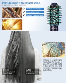 UKLISS 6-In-1 Blue & Gold Hot Air Brush Styler: Dry, Straighten, Curl & Volumize Hair Fast - Portable Travel Blow Dryer Brush For Smooth, Shiny Styles (3 Heat Settings) - Xem 9