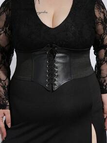 1pc Plus Size Women's Elegant Corset Waist Belt, Vintage Palace Style Elastic Waist Cincher, Best Paired With Dresses, Gowns, Coats For Parties, Celebrations