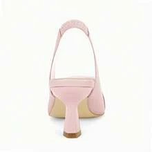 Women's Slingback Kitten Heels Pointed Toe Closed Low Heel Dress Pumps Comfortable Office Party Shoes - 粉色 - 查看 6