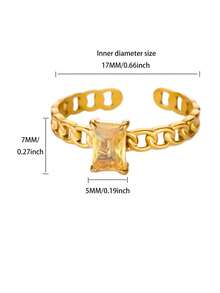 1 Nhẫn nữ hình trái tim xinh xắn bằng thép không gỉ, nhẫn nhỏ có thể điều chỉnh, mặt đá Zirconia giả, trang sức thời trang cho nữ, quà tặng sinh nhật, quà tặng ngày lễ tình nhân - vàng vàng 2 - Xem 18