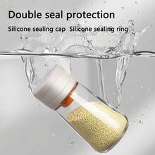 2个装两用定量盐罐调味盒厨房玻璃调味罐防潮密封盐罐调味罐分装瓶盐瓶