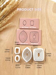 4入組壓花聚合物黏土切割器，夏日Boho壓花黏土耳環切割器，聚合物黏土珠寶製作，聚合物黏土耳釘製作工具，黏土珠寶製作套件，由PLA製成 - 白色 - 查看 7