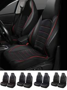 1pc/2pcs Classic Universal PU Leather Front Car Seat Covers, Fit For Most Sedans, Trucks, SUVs | All Season, Compatible With Airbags And Waterproof | Comfortable Car Seat Covers With Armrest Friendly Design - Style B - View 14