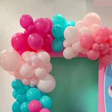 20/40/60pcs Hot Pink & Sky Blue Balloons, Hot Pink Tissue Paper Helium Balloons, Rose Red & Turquoise Latex Balloons, Suitable For Birthday, Wedding, Baby Shower, Summer Flamingo Party Decor, Gender Reveal, Bachelorette, Graduation, Anniversary, Independence Day, Bridal Shower, Christmas, Valentine's Day, Mother's Day, Holiday Party, Ramadan, Eid, Carnival Theme Party Decorations - Multicolor - View 2