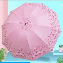 1 pieza Paraguas plegable ligero y portátil, impermeable, con 10 varillas y patrón floral, con excelente protección UV, paraguas casual ligero y portátil para hombres y mujeres, selección de primavera y verano, regalos para damas de honor, decoración de habitación, dormitorio, playa, viaje, para hombres, para mujeres, vacaciones - Multicolor - Ver 14