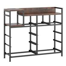 Cómoda para TV con estación de carga y estantes abiertos, cómoda de tela con 9 cajones y cubierta de madera, amplia cómoda de almacenamiento para sala, pasillo y entrada (39 x 11.8 x 33.9 pulgadas) - Marrón - Ver 7