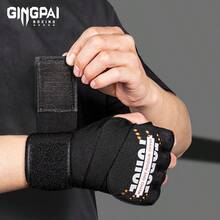 GINGPAI Gel Half-Finger Boxing Gloves With Slouchy Hand Wraps - Black - View 6