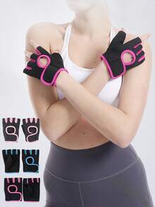 EIGIIS زوج من قفازات التمرين للنساء مانعة للانزلاق لرفع الأثقال مع امتصاص الصدمات، قفازات رياضية بقبضة ممتازة لحماية اليد للتمارين الرياضية مثل رفع الأثقال، الدراجات، السحب، التسلق