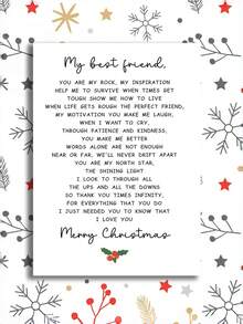 1pc Adorable Best Friend Christmas Card, Cute Poem Xmas Card For Him Or Her, Funny Merry Christmas Greeting For Bestie, Sister, Or Brother