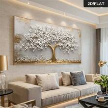1 pieza Pintura de pared abstracta moderna sin marco con diseño de árbol dorado - Decoración elegante para sala de estar o dormitorio, impresión en lienzo sin marco, diseño de árbol abstracto | Superficie dorada, decoración de árbol, arte de pared vintage sin marco