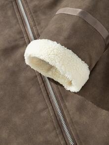 معطف مبطن بالفليس مصبوغ بطريقة التعتيق للرجال، خريف وشتاء