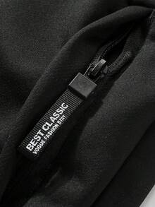 Winter Men's Outdoor Sports Pants, Fashionable Casual Versatile Trousers For Hiking, Cycling, Dating, Drawstring Waist, Thickened And Thermal Lined - Black - View 7